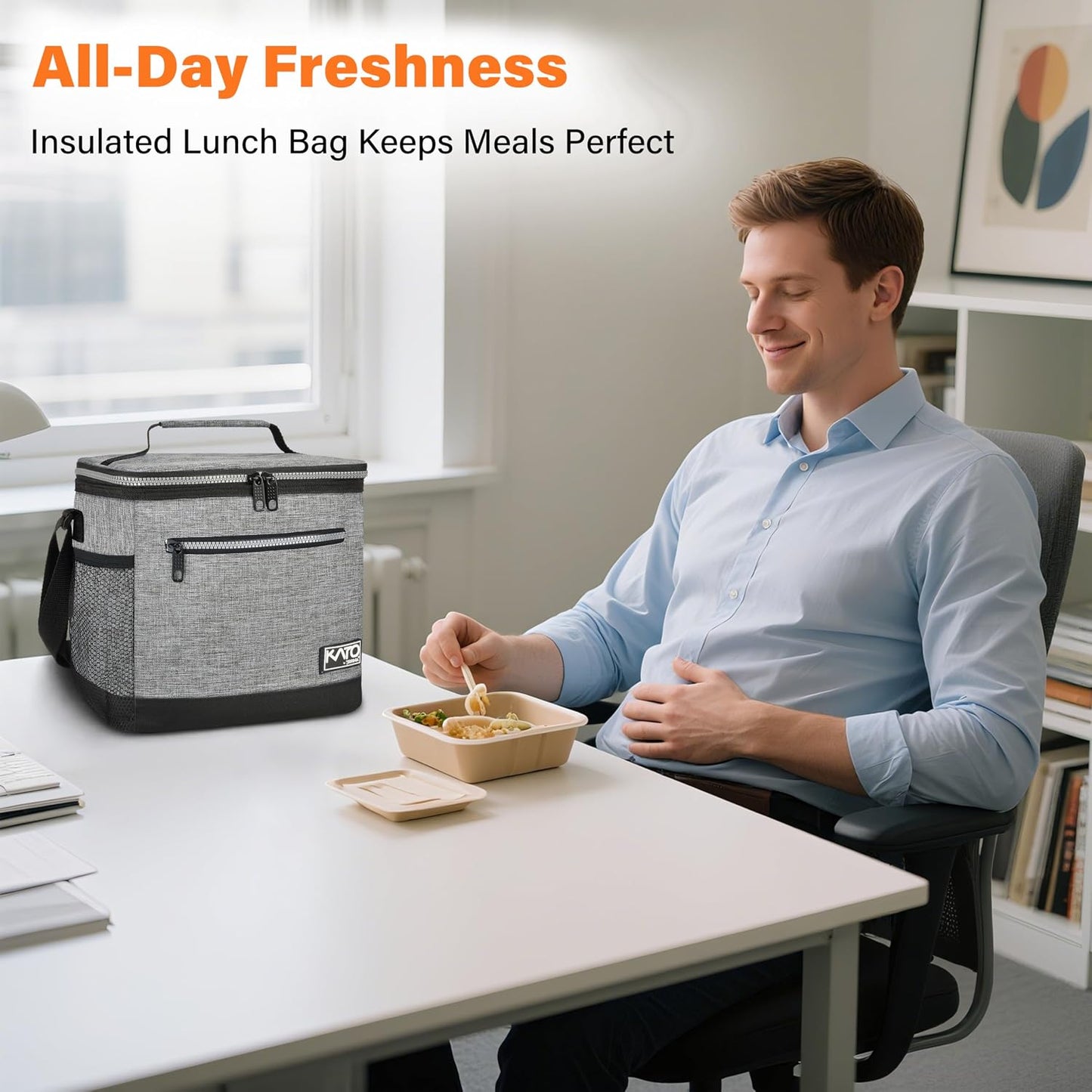 Tirrinia Insulated Lunch Box for Men/Women, Leakproof Lunch Bag for School Work, Large Lunch Tote Kids Boys Girls Student Back to School, Soft Cooler Office Picnic Beach Camping for Adults, Charcoal