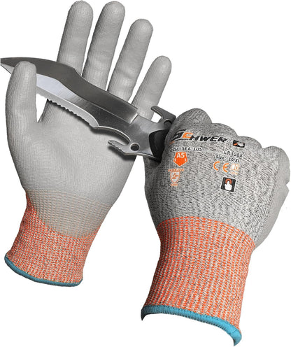 Schwer 12 Pairs A4/A5/A6 Cut Resistant Gloves, Non PFAS CR3088, L