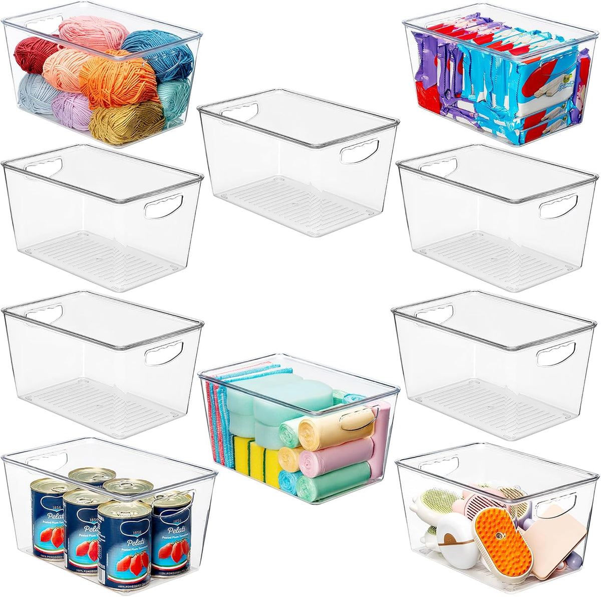 theaoo Clear Storage Bins with Lids Stackable - Large Plastic Containers for Pantry Organization and Storage - Perfect for kitchen,Fridge,Laundry Room,Bathroom,Garage,Closet,Cabinet Organizer - 8 Pack
