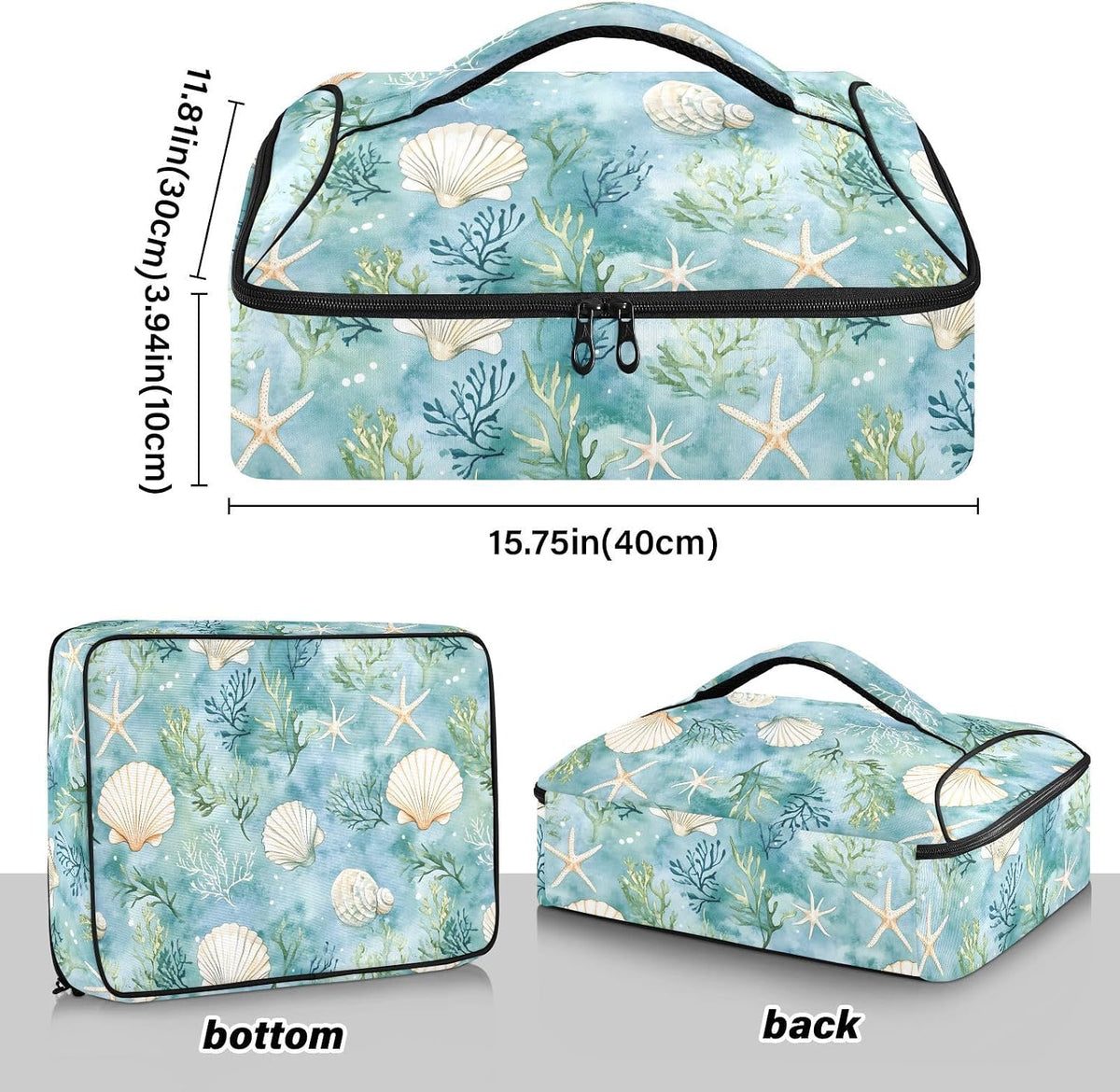 Casserole Carrier Insulated Yellow Lemon Blue Bows Dish 9x13 with Lid Party Travel Warmer Bag for Hot or Cold Food Lasagna Pizza Holder Tote - Colors B
