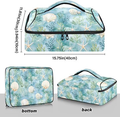 Casserole Carrier Insulated Yellow Lemon Blue Bows Dish 9x13 with Lid Party Travel Warmer Bag for Hot or Cold Food Lasagna Pizza Holder Tote - Colors B
