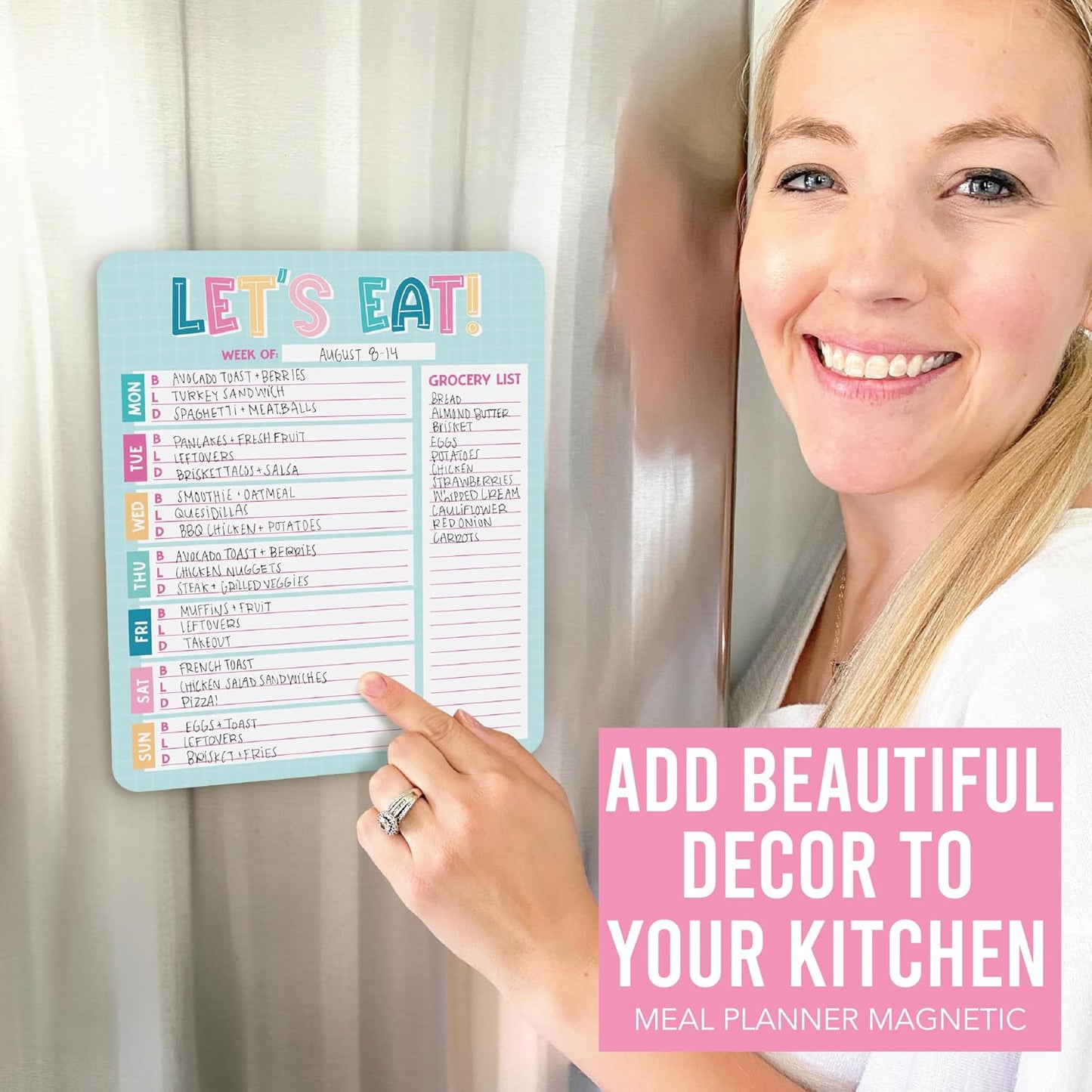 Hadley Designs Weekly Meal Planner for Fridge - Dinner Menu Board for Kitchen, Greenery Weekly Menu Board Dry Erase, Dry Erase Meal Planner for Fridge
