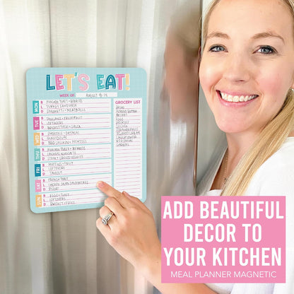 Hadley Designs Weekly Meal Planner for Fridge - Dinner Menu Board for Kitchen, Greenery Weekly Menu Board Dry Erase, Dry Erase Meal Planner for Fridge