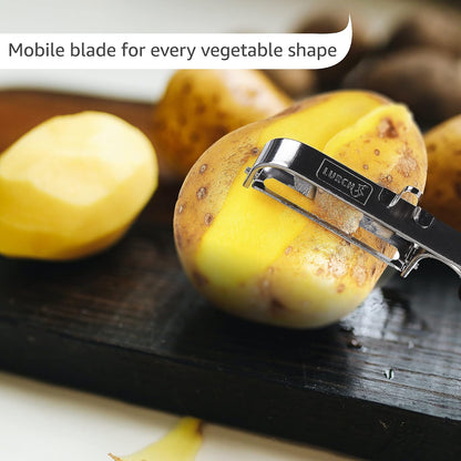 Lurch Germany Julienne Vegetable Y Peeler 5.1 x 2.3 Inches / 13 cm x 6 cm | Stainless Steel Cutter & Slicer for Carrot, Potato & Apple | Veggie Zoodles Maker | Non-slip Comfortable Handle - Black