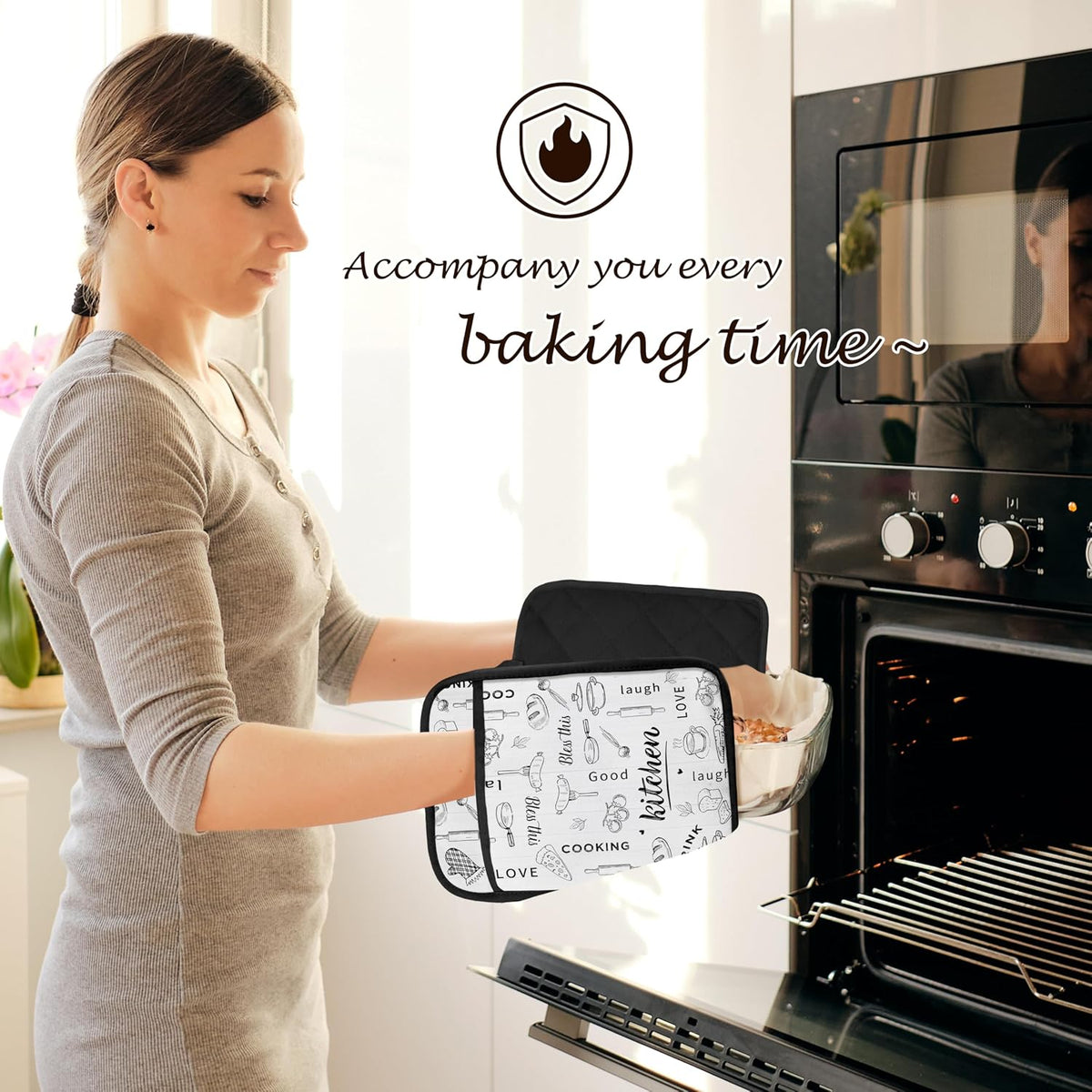 Dark Kitchen Pot Holders 2 Pack Set, Gifts for Cooking Lovers, Chef Gifts for Men Women, Retro Cook Chef Heat Resistant Oven Hot Pads for Kitchen Countertop Baking，075 Potholder