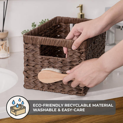 GRANNY SAYS Wicker Storage Baskets for Shelves, Water Hyacinth Basket with Scalloped Edge, Storage Wicker Baskets for Pantry, Large, 2-Pack