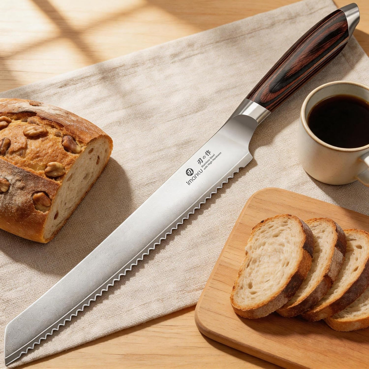 imarku 10 Inch Bread Slicer,Adjustable Thickness Homemade Bread Knife