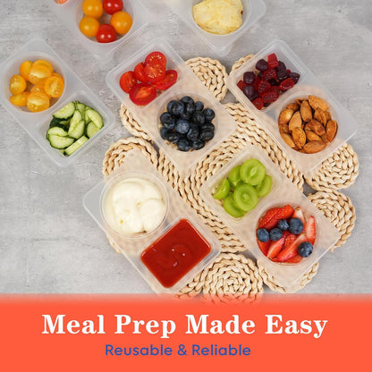 20 Sets Reusable Snack Containers with Lids, 2 Compartment Snack Pack Containers for Food Storage & Meal Prep, Travel Snacks, Leakproof, Split-Proof