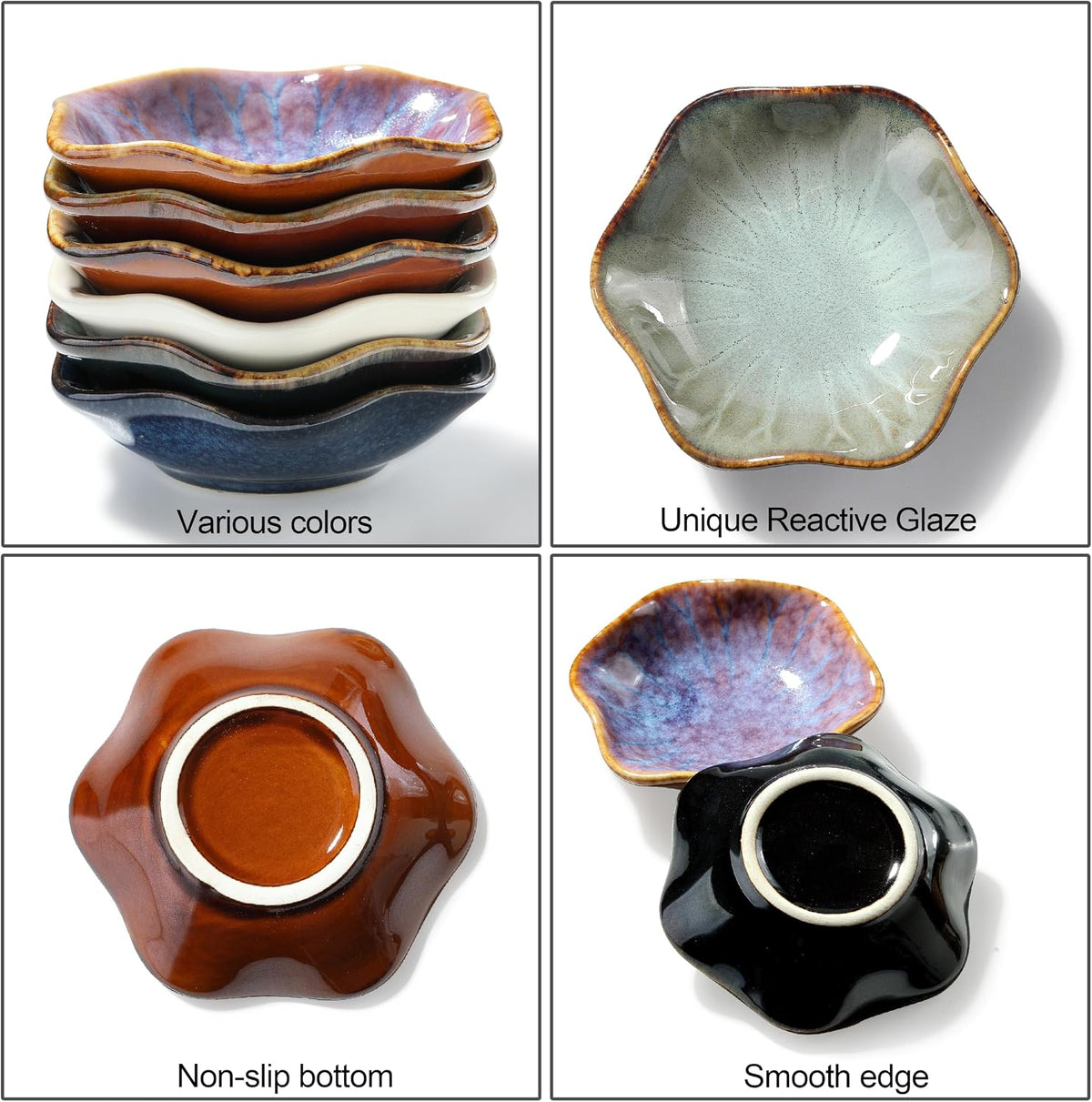 Soy Sauce Dish, Ceramic Small Dipping Bowls, Pinch Bowl for Side Dishes