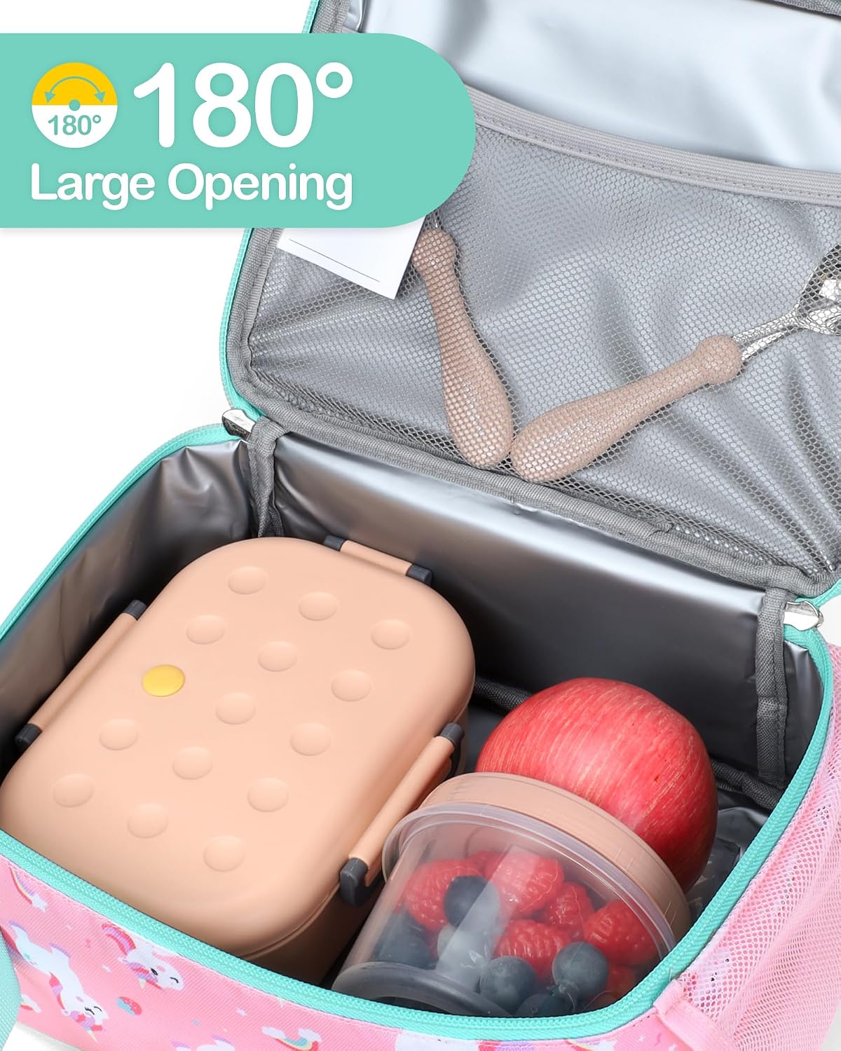 Bagseri Kids Lunch Bag Boys - Thermal Insulated Lunch Box Tote with Water Bottle Holder, Reusable Leak-Proof Kids Lunch Box for Daycare & School, Black Dinosaur (Containers Not Included)