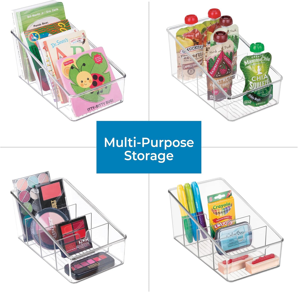 InterDesign Linus Kitchen Organizer Bin for Food Storage; Condiment/Dressing Pouches - Clear | Food Storage, Condiment/Dressing Pouches, Packet