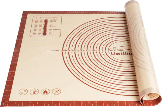 UWILLION Silicone Pastry Mat 36 x 24 Inch Extra Large Baking Mat with Measurement for Counter Dough, Rolling, Fondant, Pie Crust