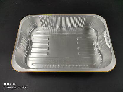 Aluminum Foil Pans with lids 10pack Heavy Duty 2LB Small foil pan 8.5"×6" Disposable, For Microwave & Oven Safe Cooking,Baking,A takeaway food container,Gold