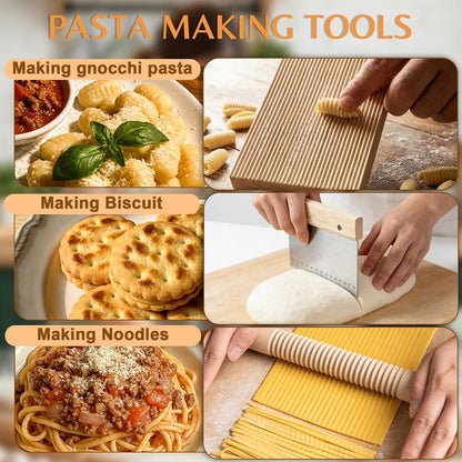 9 PCS Pasta Solid Wood Making Tools Set, Homemade Pasta Making Kit