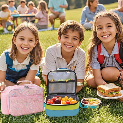 RHCPFOVR Kids Lunch Bag - Insulated Lunch Box for Boys Girls,Washable Lunch Bag and Reusable Toddler Leak-proof Lunchbox for School and Daycare - Colors A