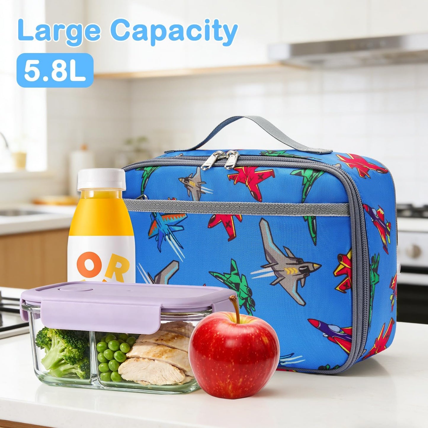 FlowFly Kids Lunch box Insulated Soft Bag Mini Cooler Back to School Thermal Meal Tote Kit for Girls, Boys, Astronaut - Colors A