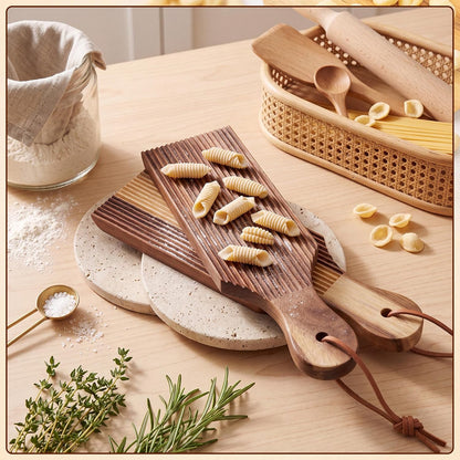 2 Pcs 9.4" Wood Gnocchi Board, Butter Paddle with Hanging Loop