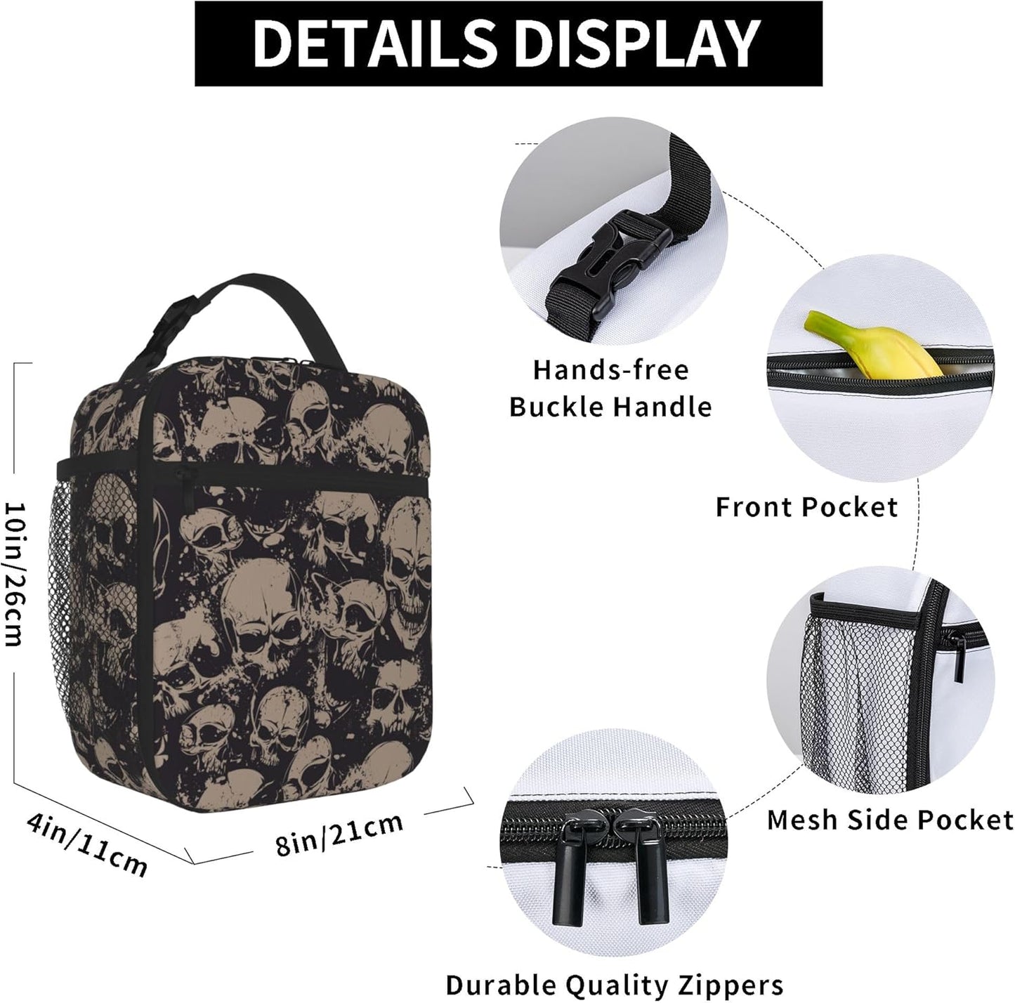 Dinosaur Volcano Insulated Lunch Bag for Women & Men, Reusable Leak-Proof Lunch Box with Cooler Compartment, Lunch Tote for Adults Work Travel Picnic Durable & Washable