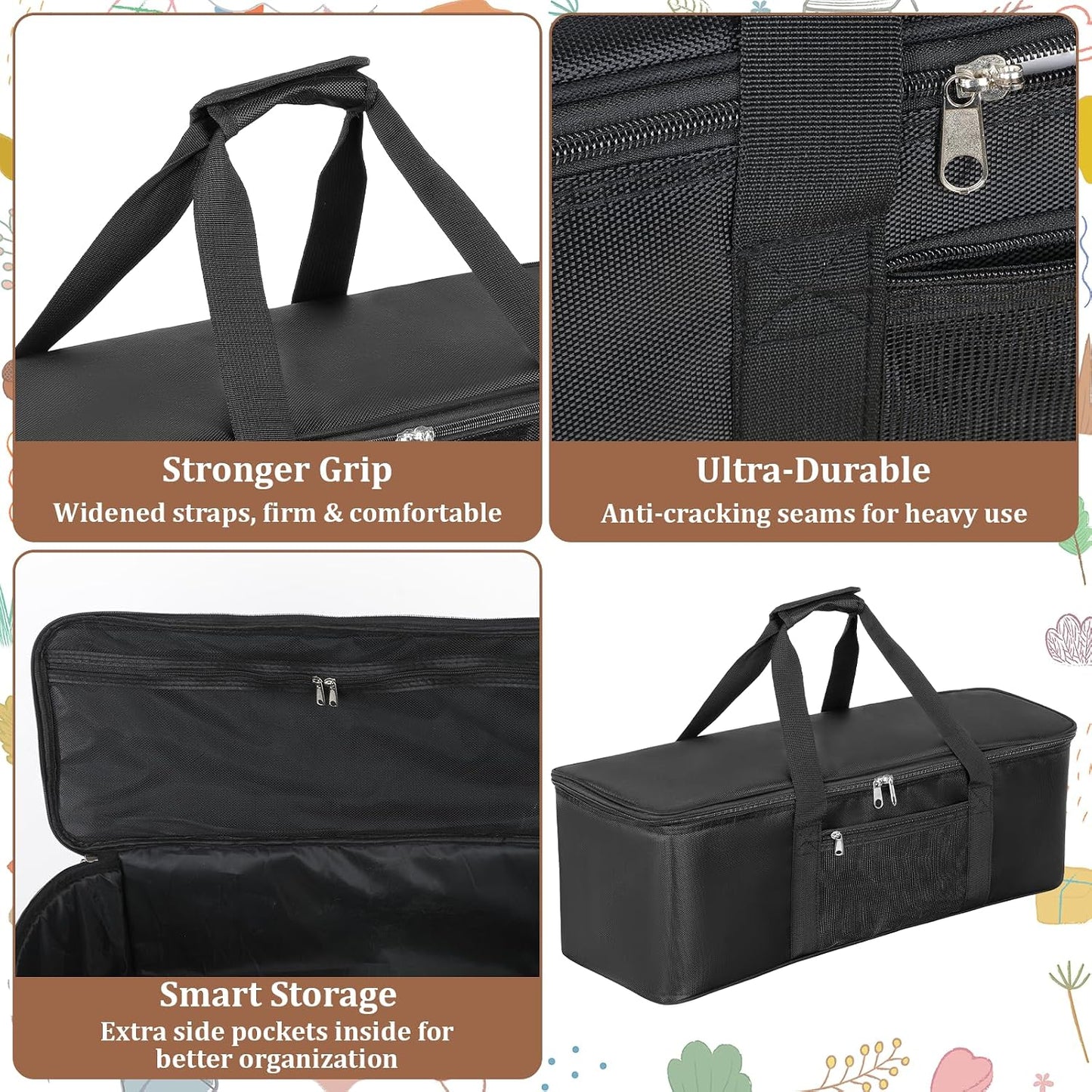 Grill Tool Storage Bag, 23.6" x9.8 x7.9 Large Capacity Grill Accessory Storage, Heavy-Duty Grills Utensil Storages with Pockets, Outdoor BBQ Utensil Holder, Grilling Tools Storages for Camping Picnic