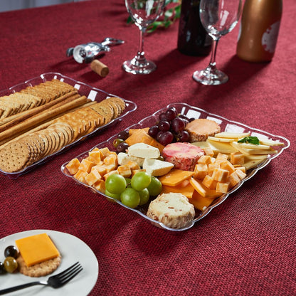 Plasticpro Plastic Serving Trays - Serving Platters Rectangle 9X13 Disposable Party Dish 4 Black Trays