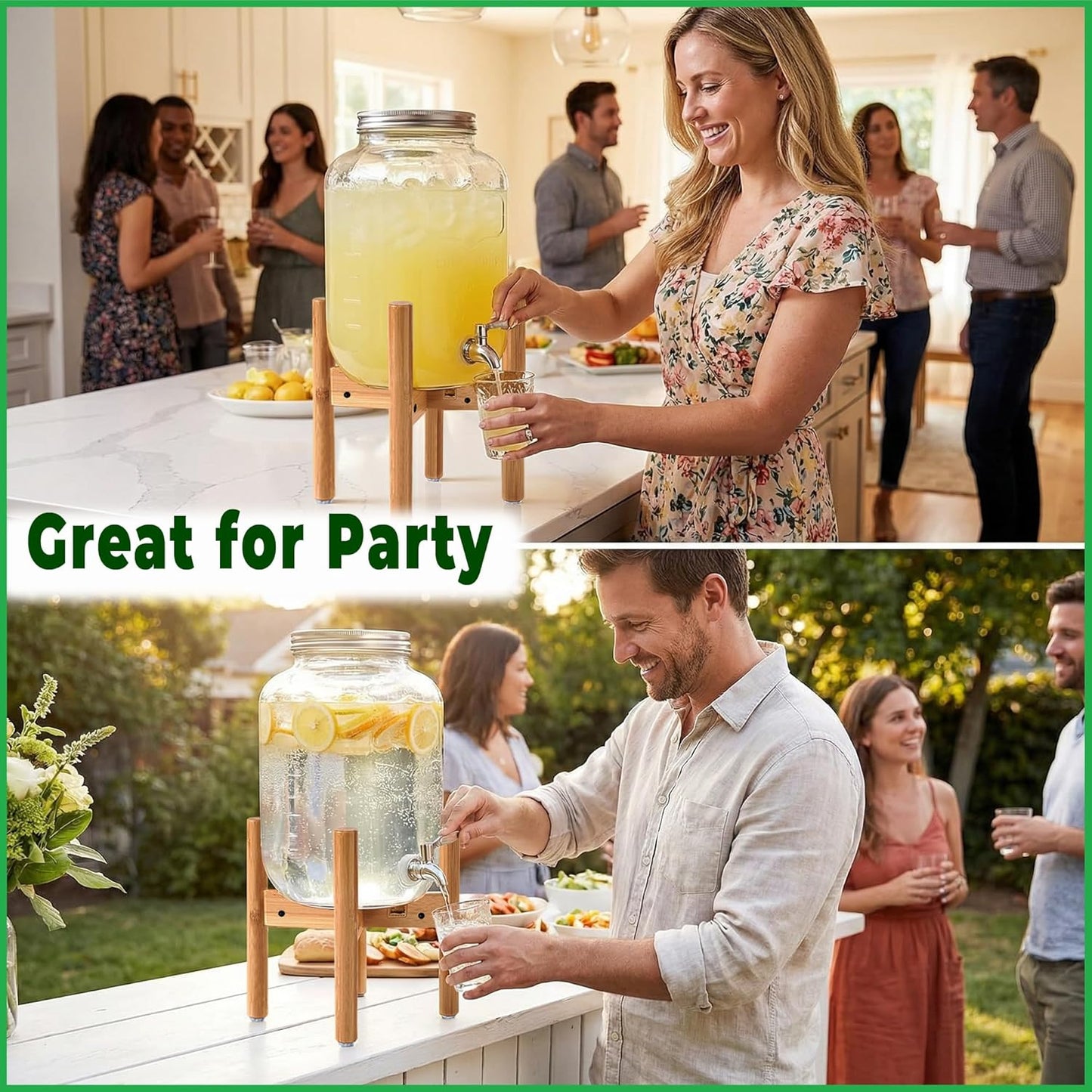 ZPirates Drink Dispenser Stand - Adjustable Bamboo Holder Riser for Compatible Dispensers for Water, Beverages and Drinks