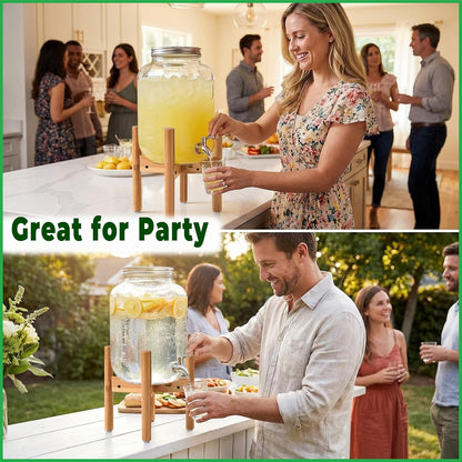 ZPirates Drink Dispenser Stand - Adjustable Bamboo Holder Riser for Compatible Dispensers for Water, Beverages and Drinks