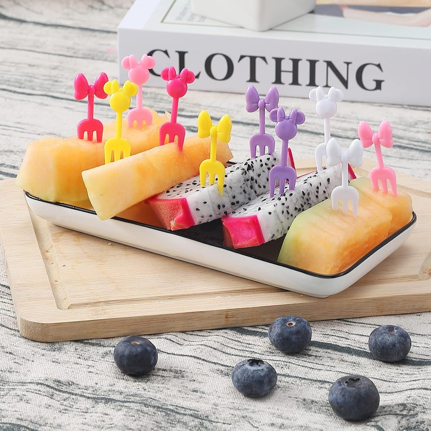 32Pcs Food Picks for Kids, Cute Cartoon Mickey Unicorn Dinosaur Fruit Food Picks for Picky Eaters,Reusable Toddler Food Pick, Mini Toothpick for Kids Lunch Accessories and Party Supply