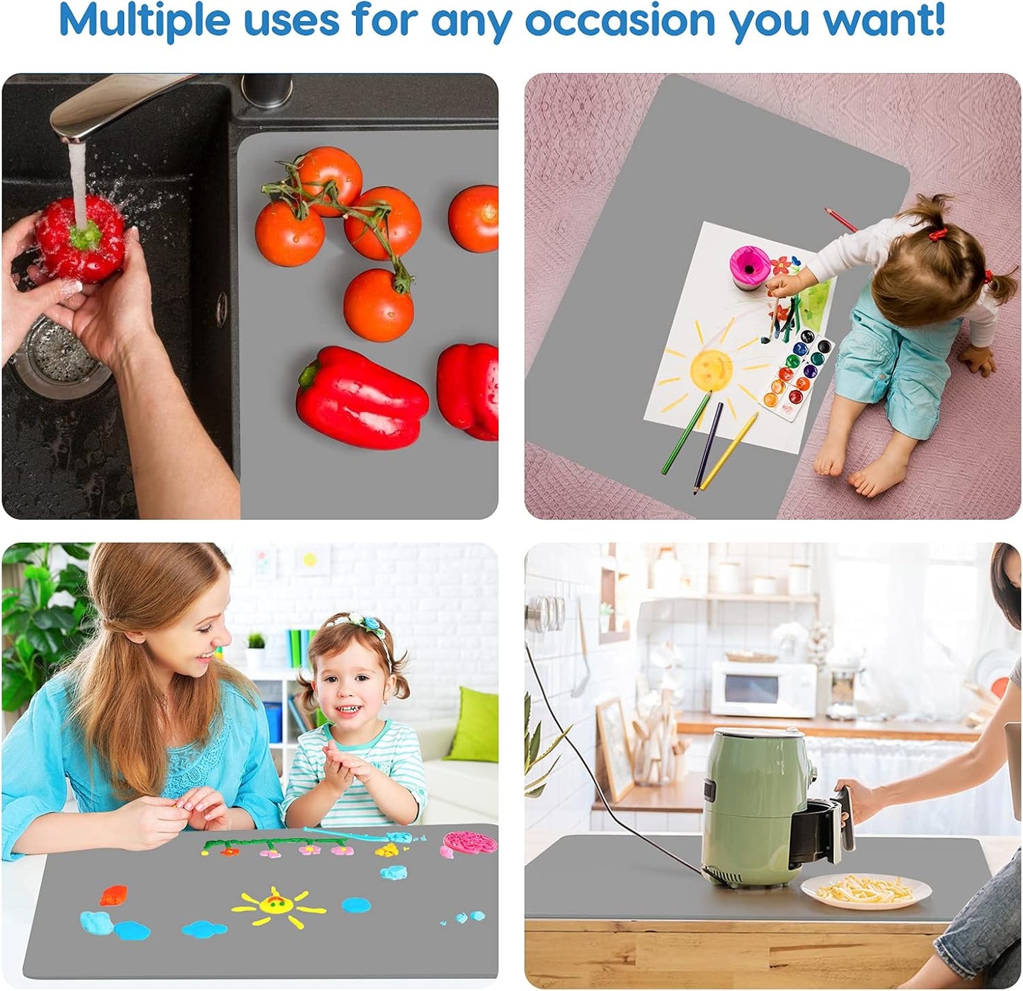 AECHY Extra Large Silicone Mat 78.74”x19.69”x0.08”, Multipurpose Silicone Mat Thick Heat Resistant Mat Shipped Rolled Up Kitchen Counter Mat Nonslip Silicone Mats for Kitchen Counter Translucent