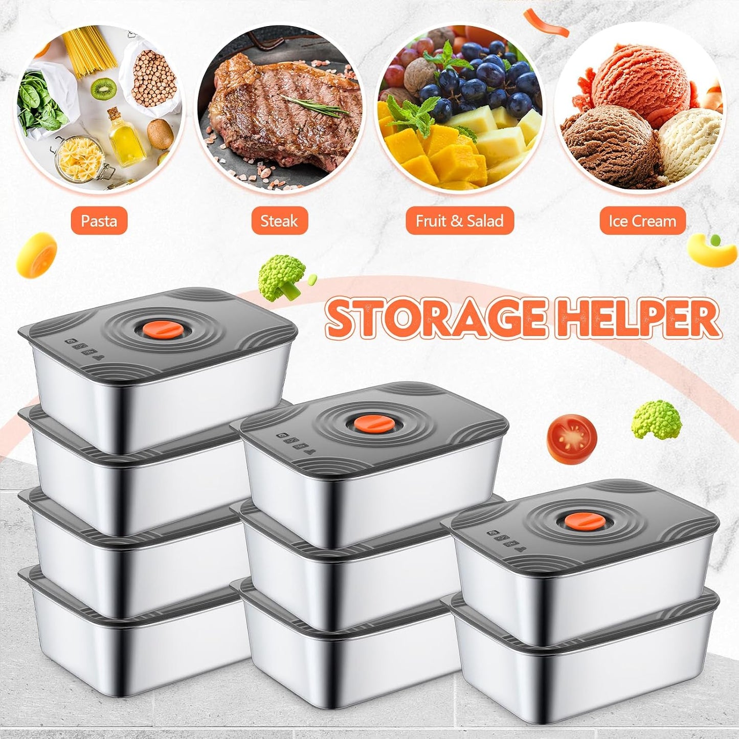 Layhit 10 Set Stainless Steel Food Containers with Lids Metal Marinating Snack Containers Box for Lunch, Leftovers, Dishwasher & Freezer Safe (18 oz)
