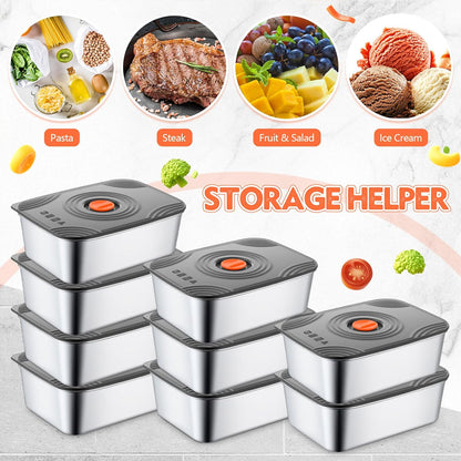 Layhit 10 Set Stainless Steel Food Containers with Lids Metal Marinating Snack Containers Box for Lunch, Leftovers, Dishwasher & Freezer Safe (18 oz)