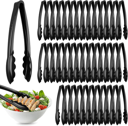 Plastic Tongs, 9 Inch Disposable Serving Tongs,Black