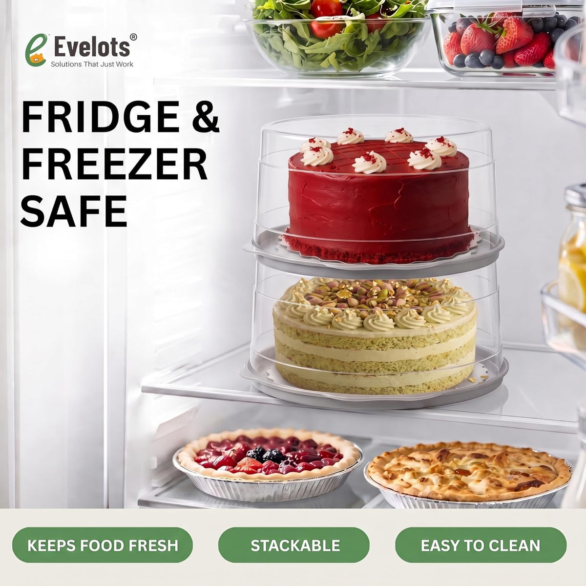 Evelots Pie Container with Lid, 11-Inch, Clear, BPA-Free