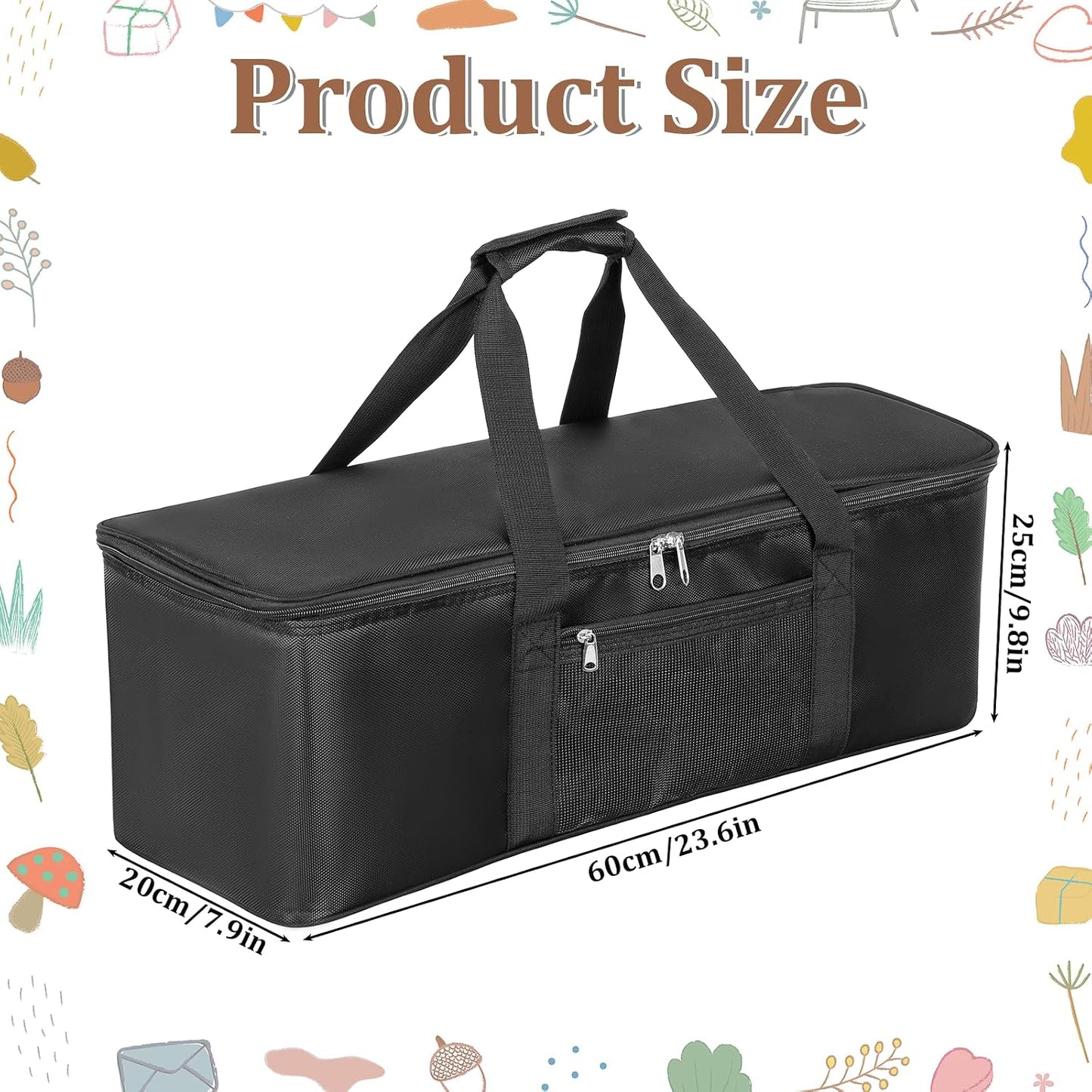 Grill Tool Storage Bag, 23.6" x9.8 x7.9 Large Capacity Grill Accessory Storage, Heavy-Duty Grills Utensil Storages with Pockets, Outdoor BBQ Utensil Holder, Grilling Tools Storages for Camping Picnic