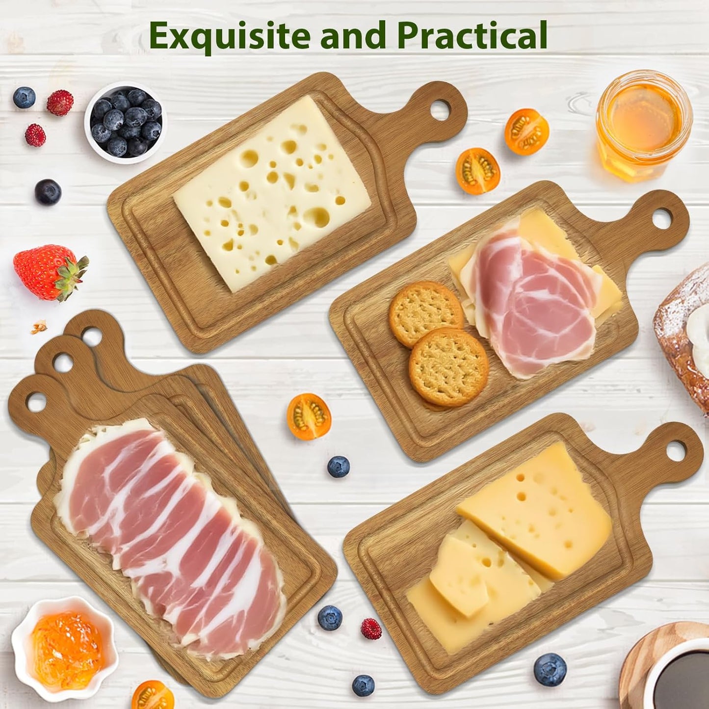 AZEAM 12 Sets Baby Bridal Shower Prizes for Game Winners, Bamboo Mini Cheese Board Set with Knife Fork and Present Box, Small Charcuterie Board Bulk for Party Wedding Guests Present