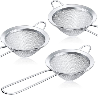 3 Pieces Cocktail Strainer Bar Strainer Fine Mesh Tea Strainer, 3.3 in