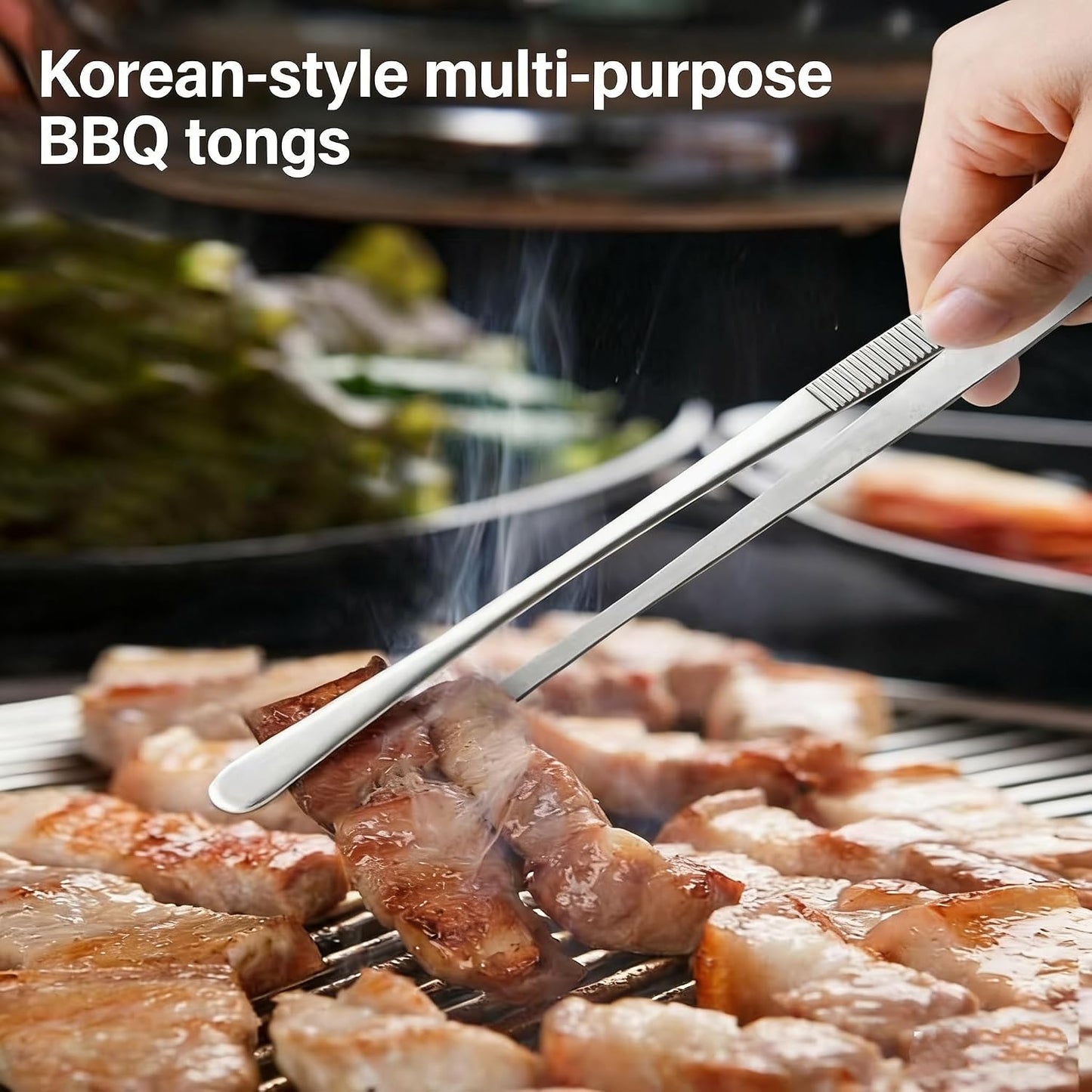 2-Pack 12-Inch BBQ Kitchen Tweezers Tongs, Extra-Long Stainless Steel Cooking Tweezers Dishwasher Safe for Grilling, Baking & Food Prep (12Inch BBQ Tongs)