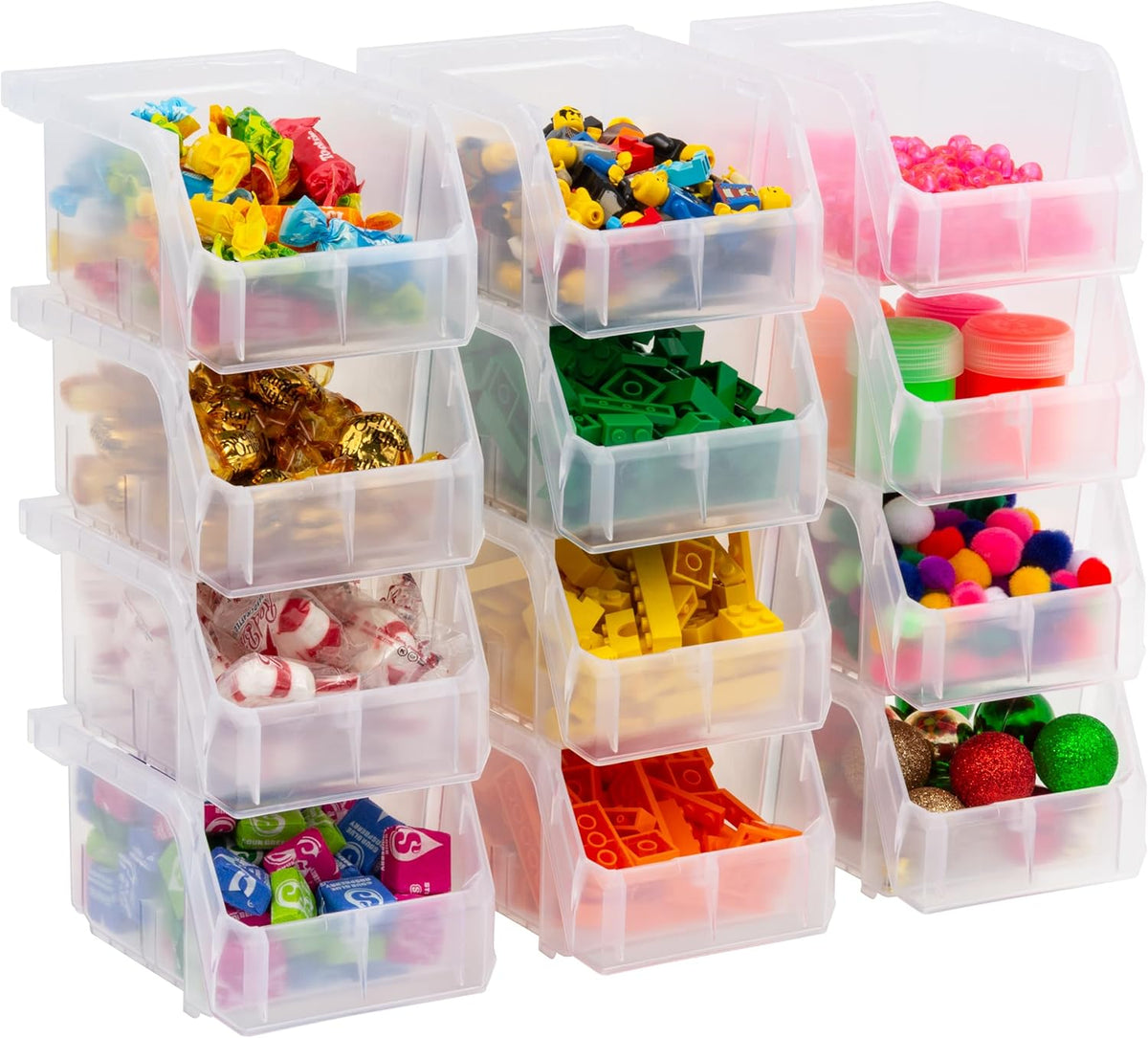 ReadySpace Medium Plastic Storage Bins, Stackable Organizer Containers for Closet Pantry Shelf Garage and Office Organization, Clear, 8 Pack