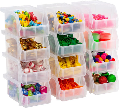 ReadySpace Medium Plastic Storage Bins, Stackable Organizer Containers for Closet Pantry Shelf Garage and Office Organization, Clear, 8 Pack
