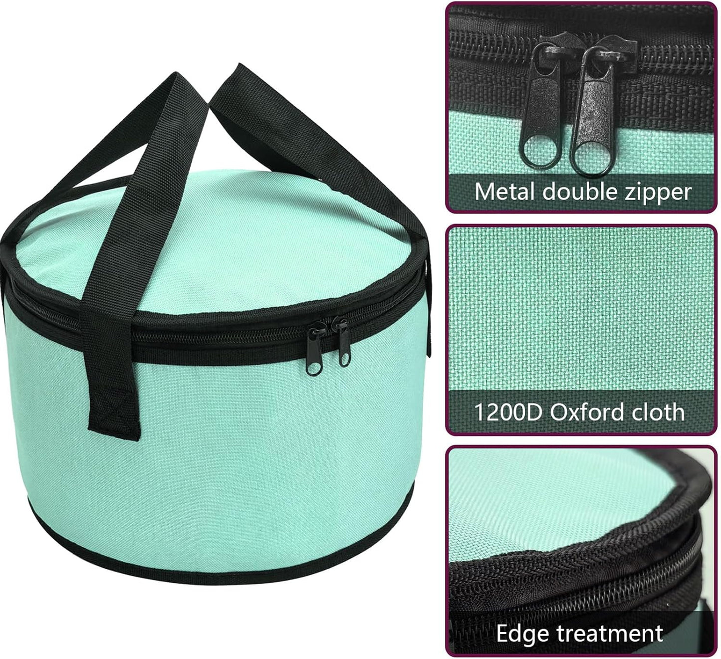 Insulated Cooler Pie Carrier Round Thermal Casserole Carrier,Polyester Fabric Cooler Lunch Bag for Hot or Cold Food transport,Large Size (Purple, Diameter 11 inches)