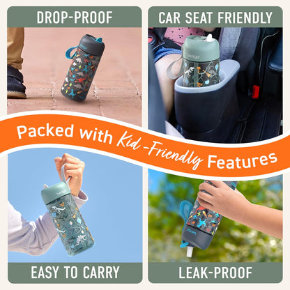 Bentgo Kids Water Bottle - Leak-Proof, Durable Tritan PFAS- & BPA-Free 15 fl oz, Kids/Toddlers Ages 3+ for School & Sports; Bite & Sip Spout, Carrying Handle, Dishwasher Safe (Unicorn)