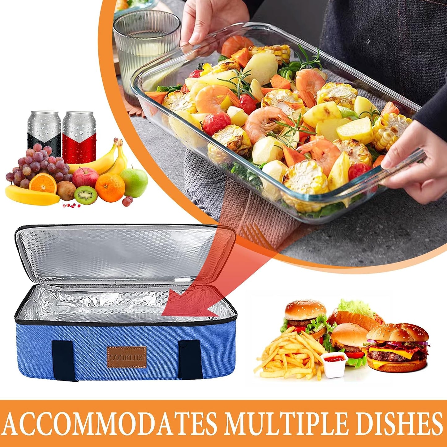 Insulated Casserole Carrier 9x13 Inch, Durable Nylon, Leak-Proof Casserole Dish Carrier, Casserole Carriers for Hot or Cold Food (Christmas)