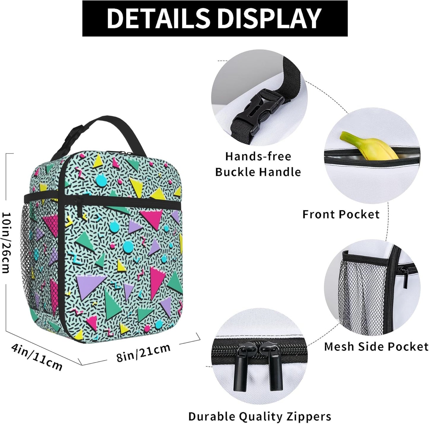 Dinosaur Volcano Insulated Lunch Bag for Women & Men, Reusable Leak-Proof Lunch Box with Cooler Compartment, Lunch Tote for Adults Work Travel Picnic Durable & Washable
