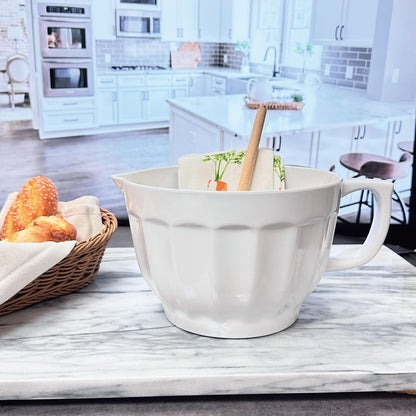 UP 4.3 Quart Latte Style Melamine Batter Bowl with Pour Spout and Handle, Professional Mixing Bowl with Non-Slip Base, Ideal for Pancake and Cake Batter, 11.5 x 8.75 Inch, Mint Blue