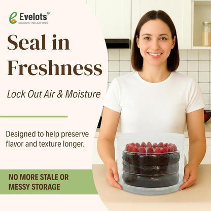 Evelots 2-Pack 10-Inch Airtight Food Storage Container with Lid - Portable Carrier for Pies, Cakes, Cupcakes & More - BPA-Free Clear Plastic - Secure & Easy Transport
