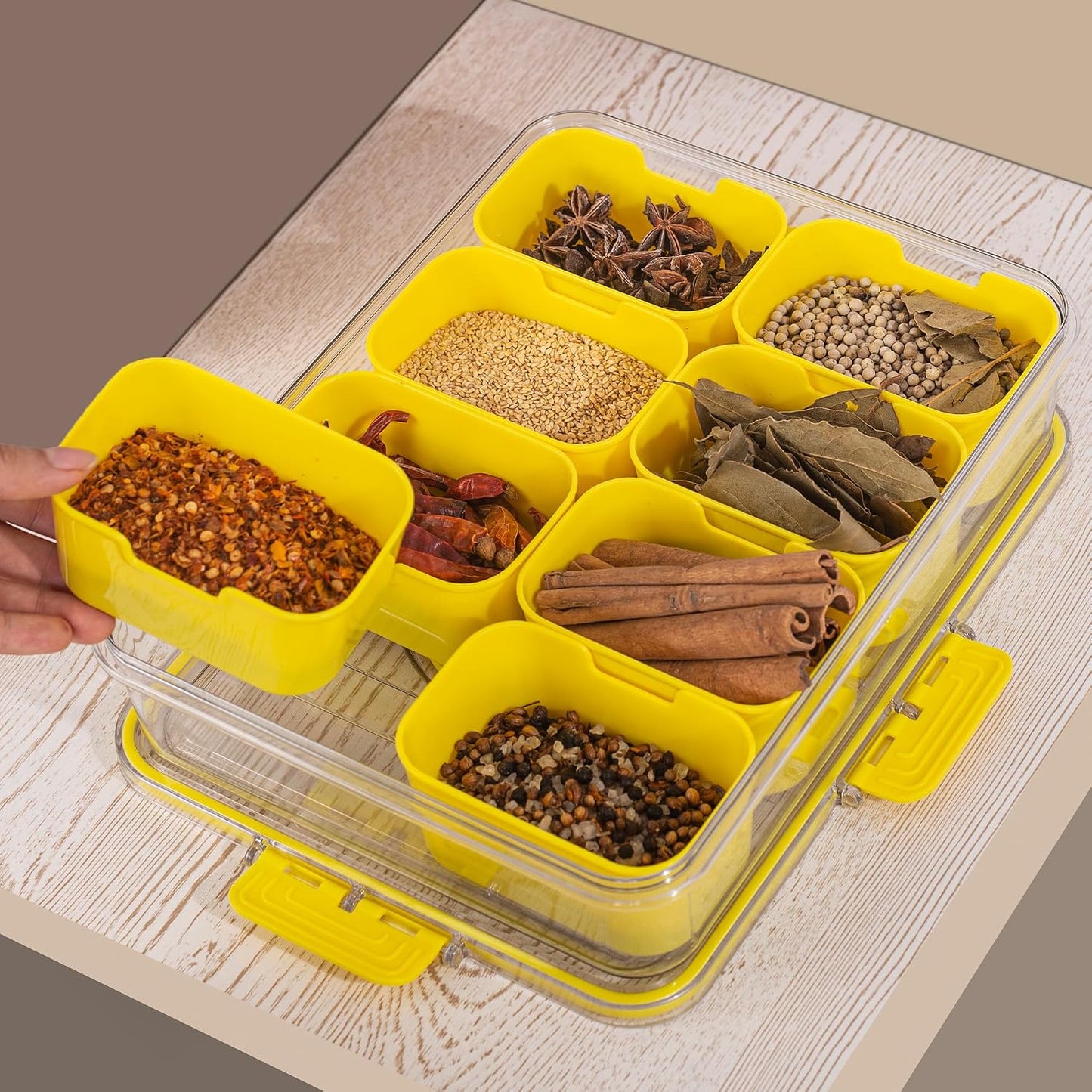 WACOI Divided Snack Serving Tray with Lid and Handle travel Snackle Box Charcuterie Container Portable Storage Organizer for Candy, Fruits, Nuts, Snacks 1Pack White