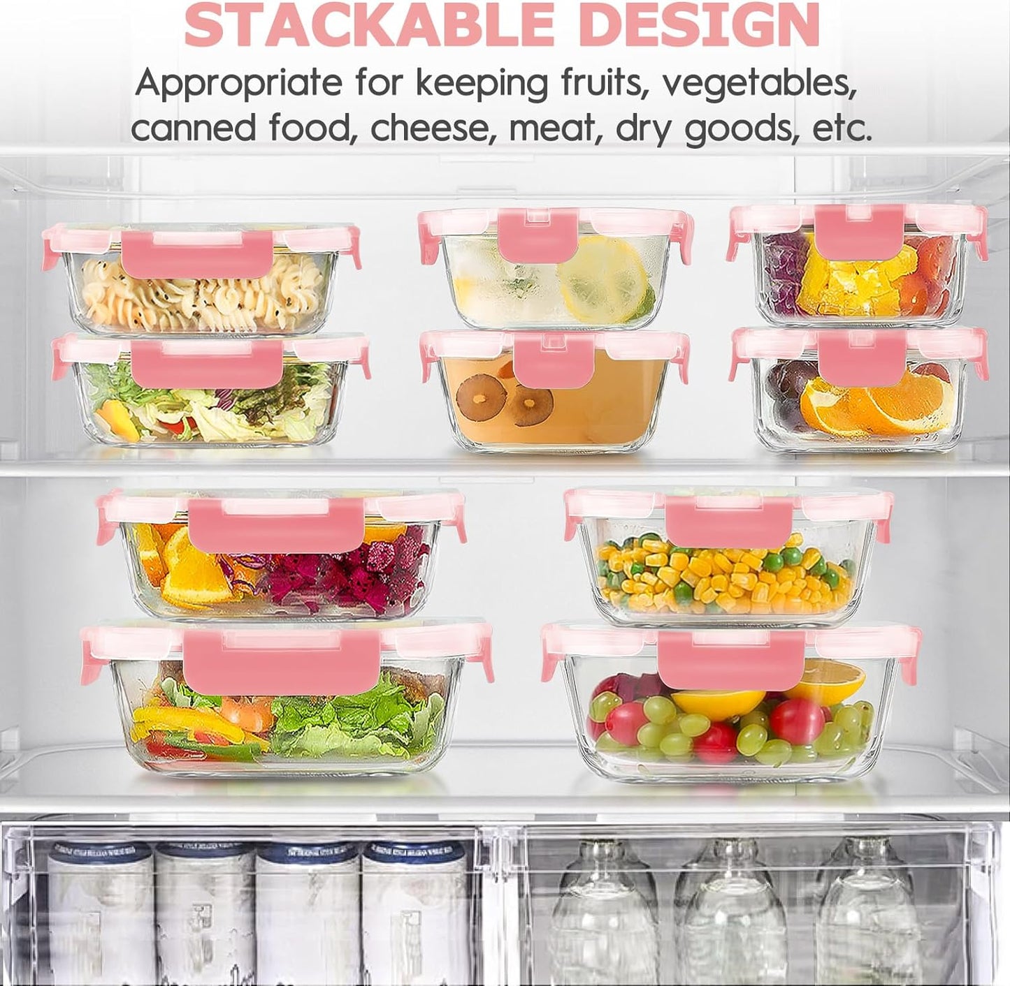 34pcs Glass Food Storage Containers with Lids Set, Airtight Glass Meal Prep Containers (17 Containers & 17 Lids), Leak Proof Lunch Container BPA-Free, Microwave, Oven, Freezer, Dishwasher Safe-Blue