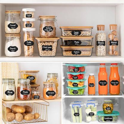 Segarty Food Label Stickers, 300 Pcs Blank Expiration Date Stickers to Write On, with 1 Black Pen, Waterproof Removable Freezer Labels for Glass Spice Jars, Canister, Food Container