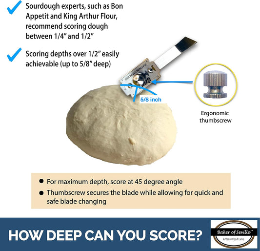 Baker of Seville Bread Lame - Patented 2-in-1 Stainless Scoring Tool