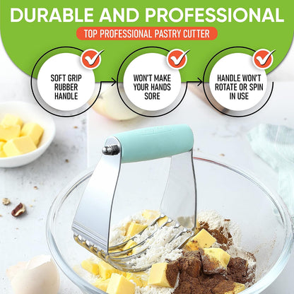 Spring Chef Large Dough Blender For Baking - Durable Pastry Blender - Black