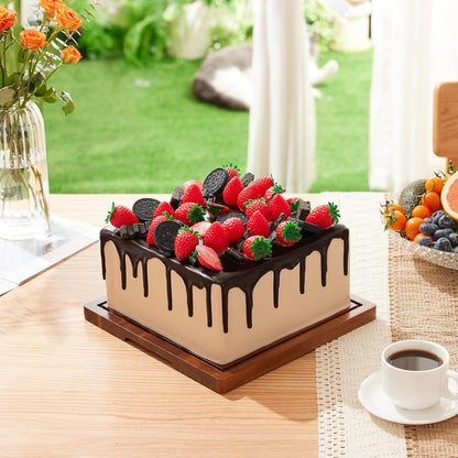 HouseJoy Acacia Wood Cake Stand with Lid-Extra Large 17" Rectangular Cake Holder,2-in-1 Dessert Table Display Set & Charcuterie Board,Acrylic Cake Dome Cover for Cheese/Veggie/Desert /Chips & Dip